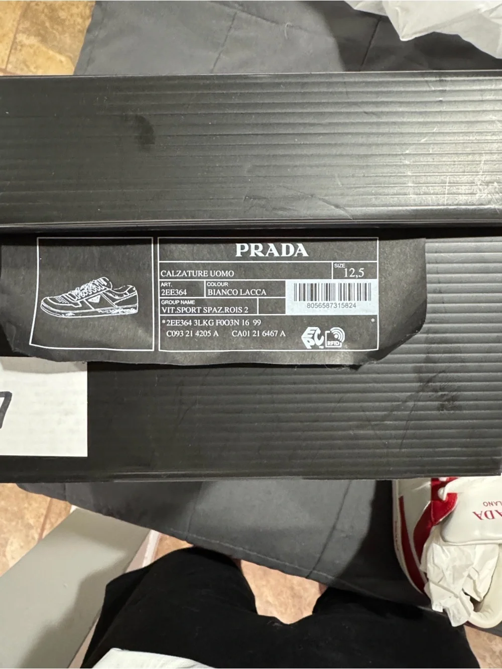 Prada Red and White Leather Low-Top Sneakers